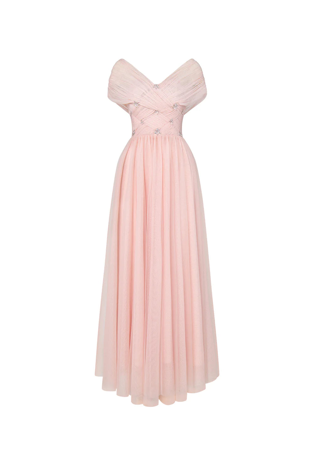Robe Weitese vintage trapèze col en V tulle robe mi-longue épaules dénudées plissée fermeture éclair manches courtes robe de soirée